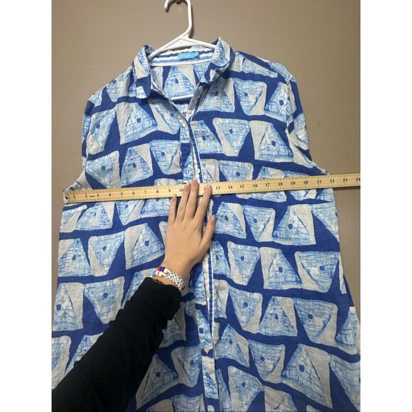 NWOT J.McLaughlin Lois 100% Linen Ikat Triangle Stripes Button Up Shirt Women's - Picture 6 of 10